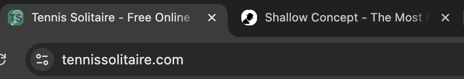 Browser tabs showing Tennis Solitaire and Shallow Concept