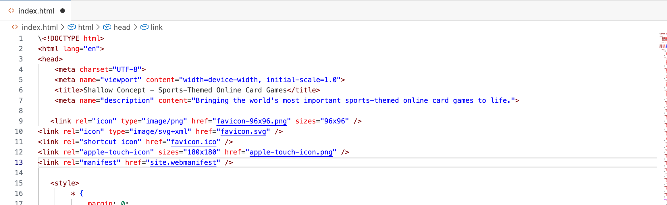Favicon code in HTML head section