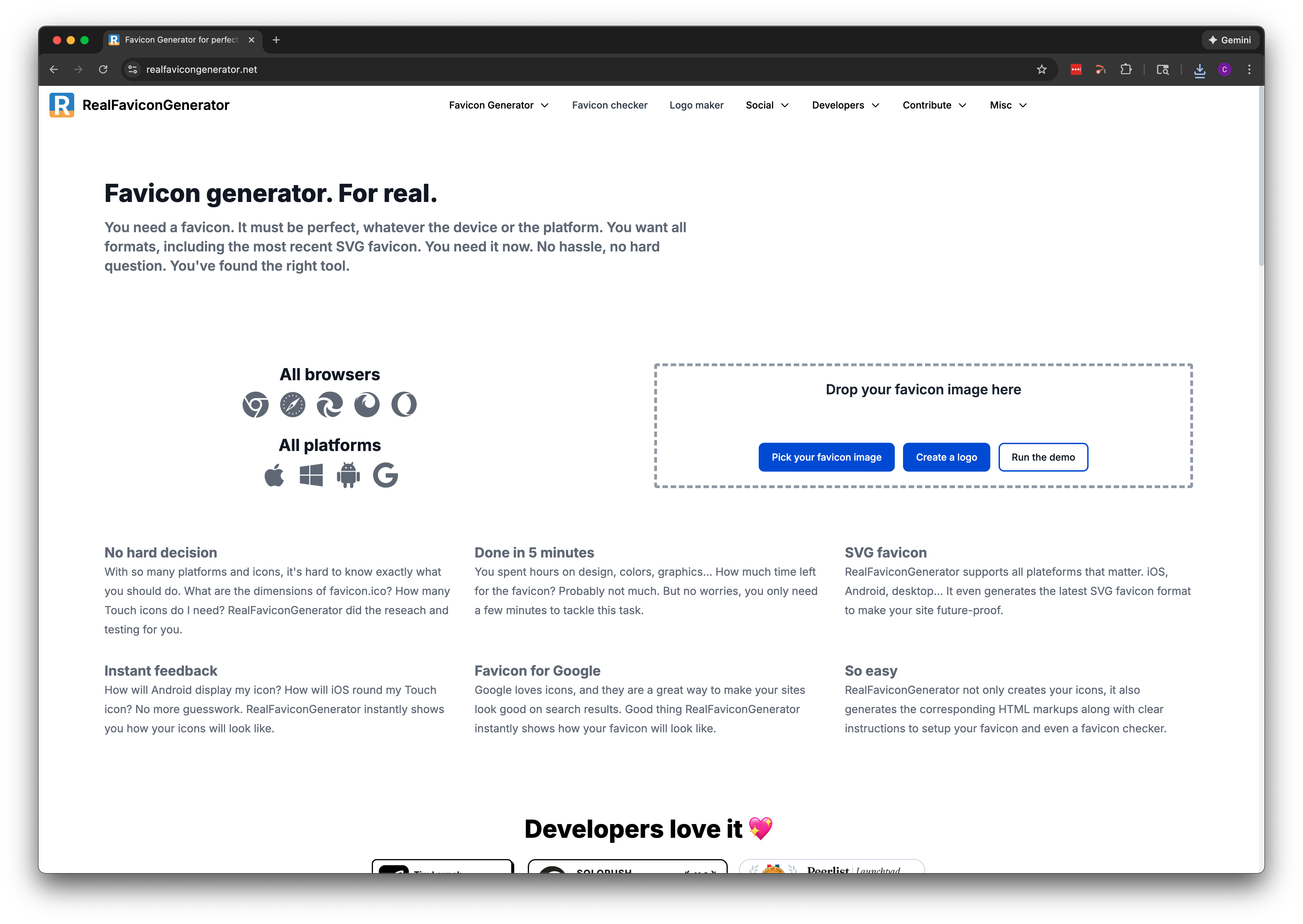 RealFaviconGenerator step 1